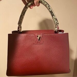 Louis Vuitton Capucines Leather Handbag with Python Handle